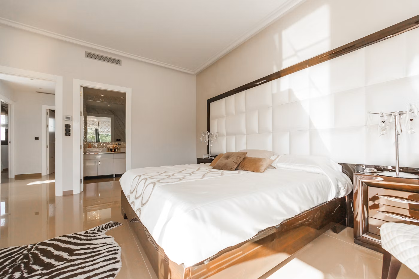 Bright private bedroom with space for personal belongings